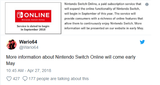Nintendo Switch Online Service Information Update Coming In May